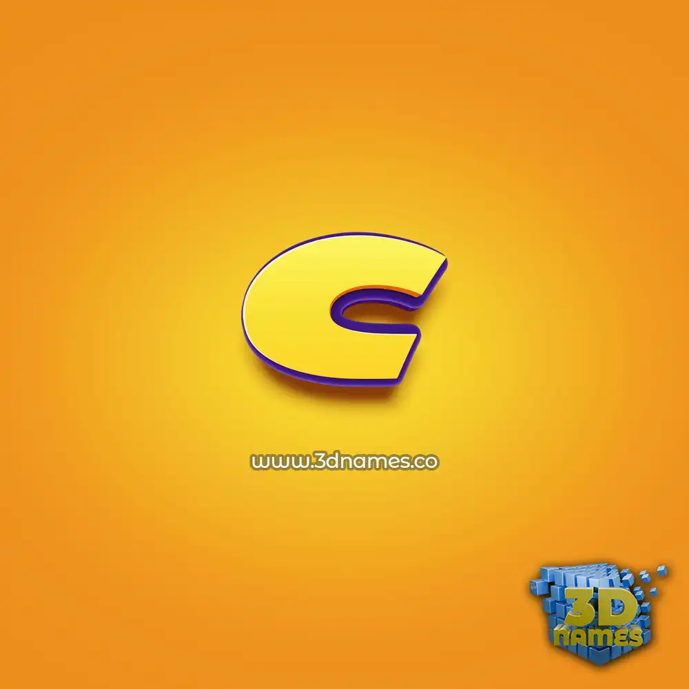 c in Orange Toon style - 3D name wallpaper