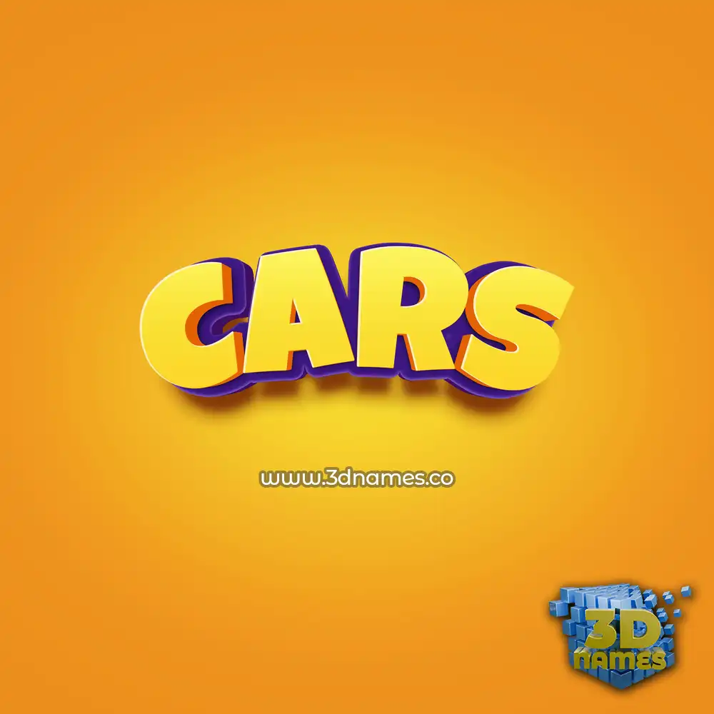 cars in Orange Toon style - 3D name wallpaper