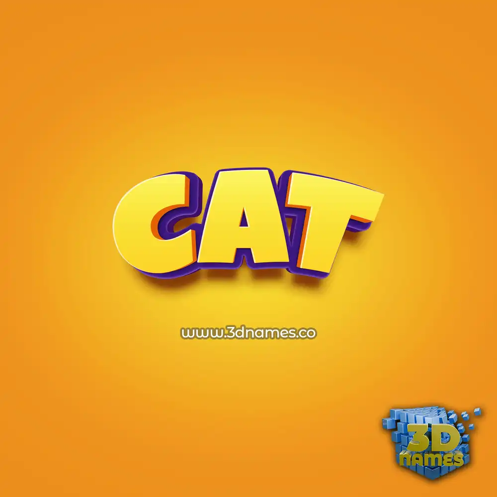 cat in Orange Toon style - 3D name wallpaper