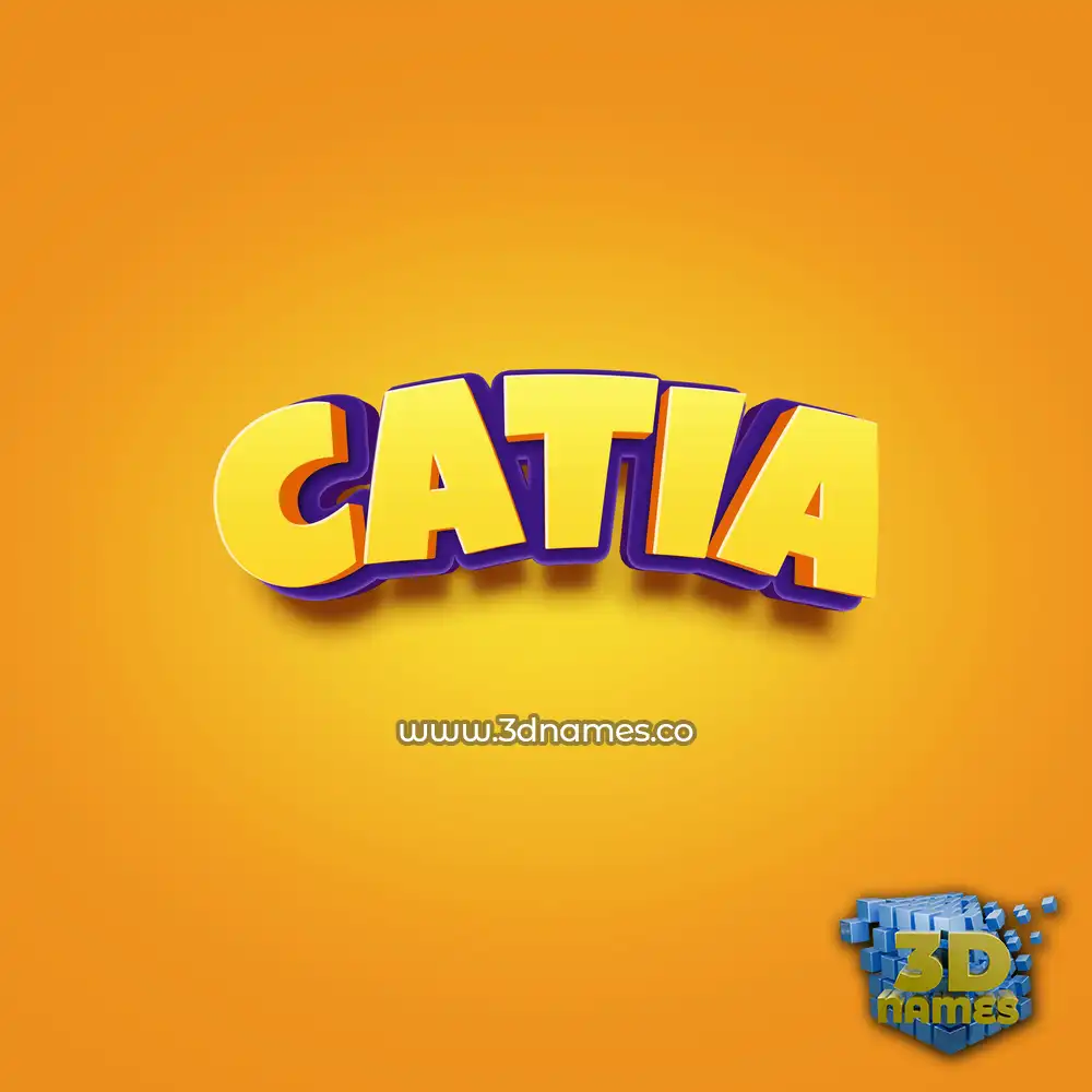 catia in Orange Toon style - 3D name wallpaper