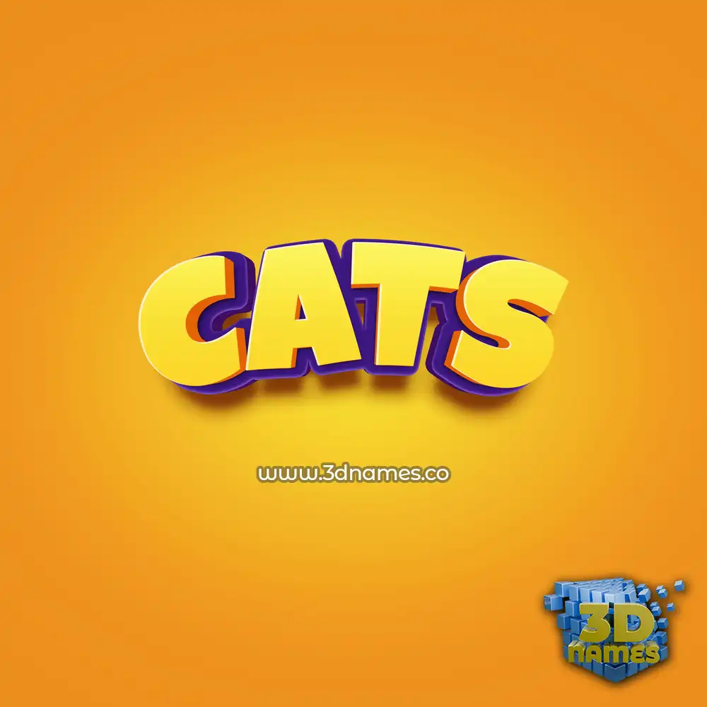 cats in Orange Toon style - 3D name wallpaper