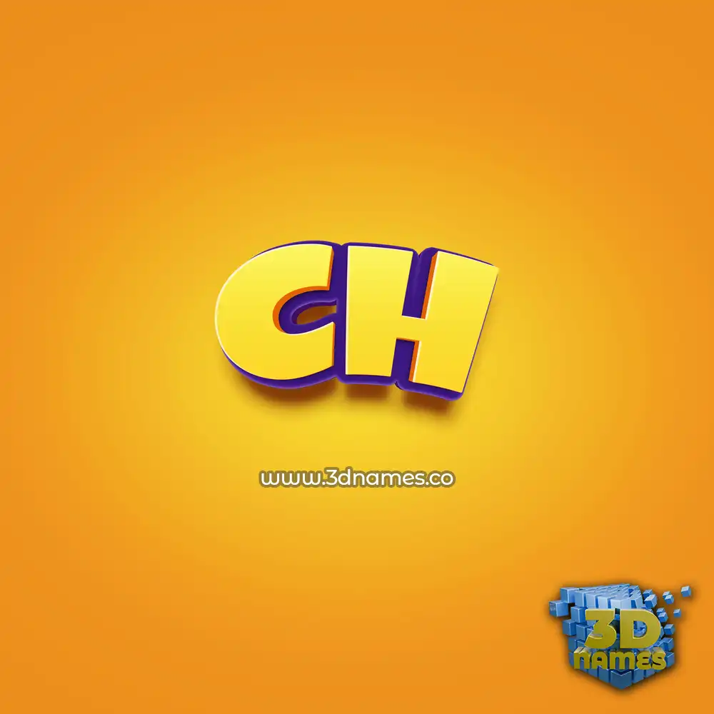 ch in Orange Toon style - 3D name wallpaper