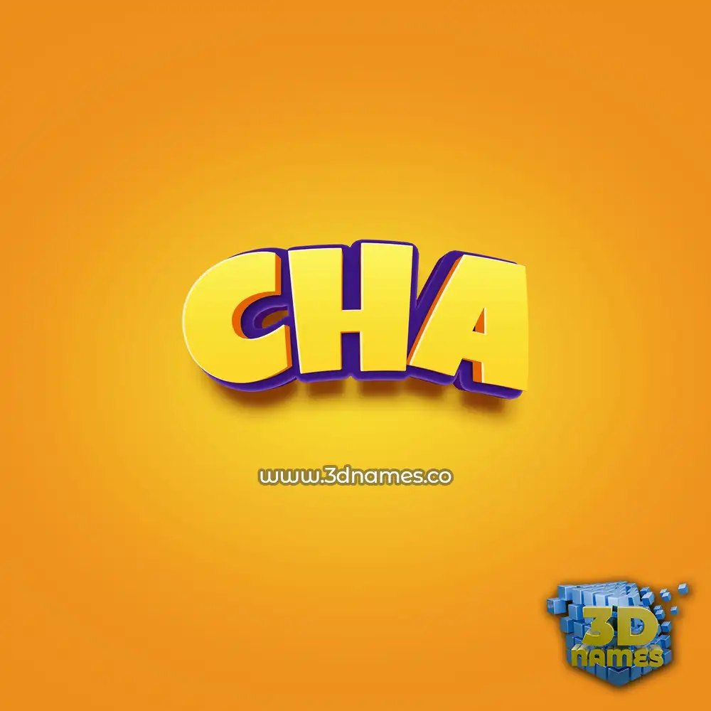 cha in Orange Toon style - 3D name wallpaper