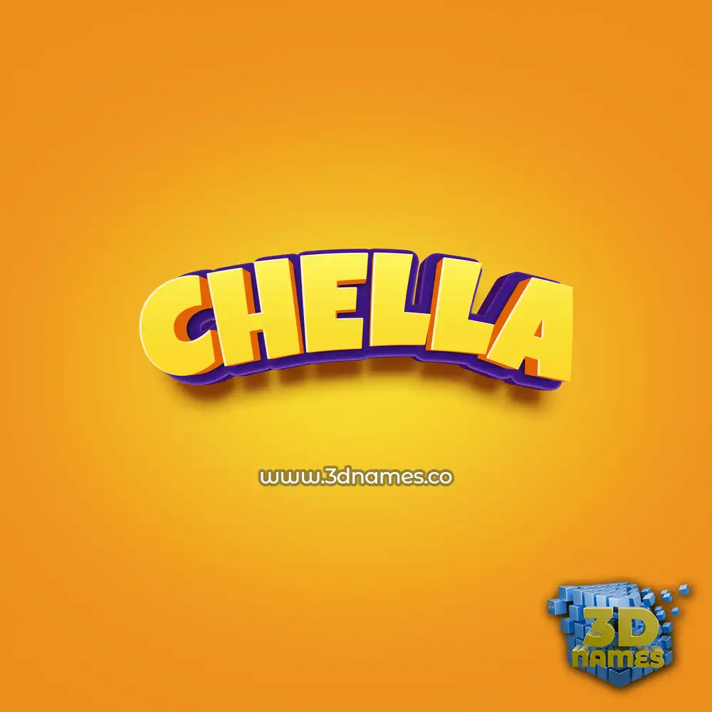 chella in Orange Toon style - 3D name wallpaper