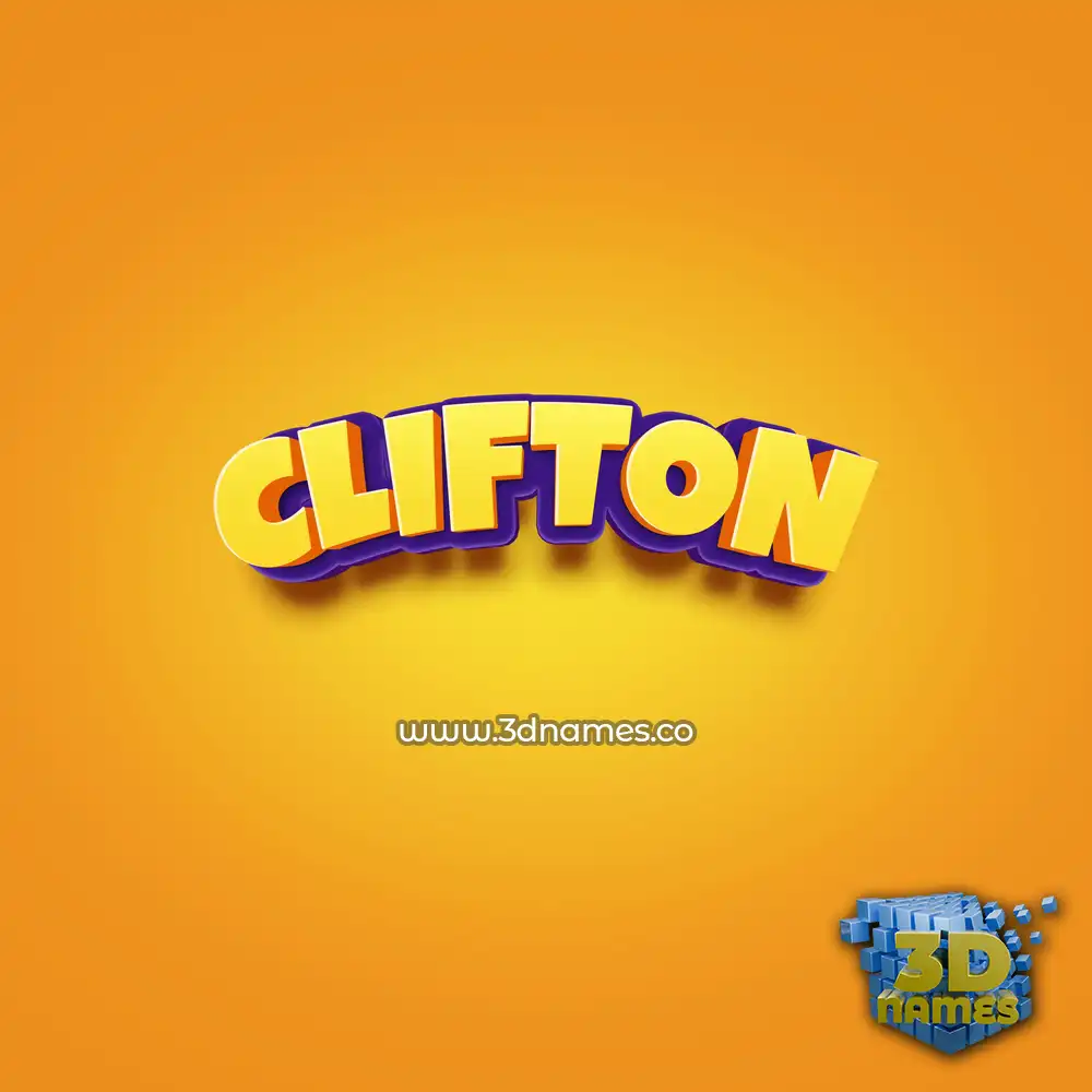 clifton in Orange Toon style - 3D name wallpaper