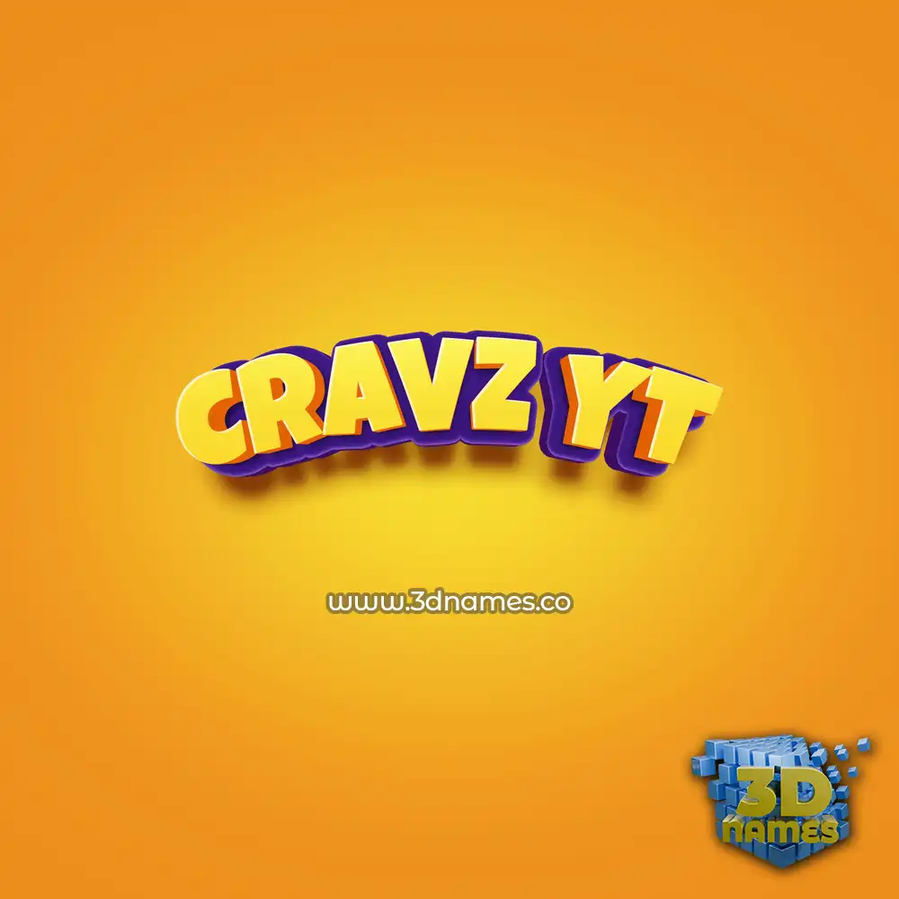 cravz yt in Orange Toon style - 3D name wallpaper
