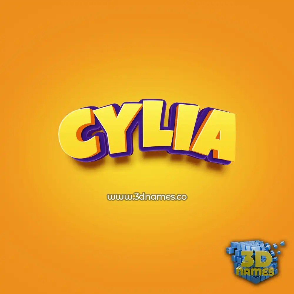 cylia in Orange Toon style - 3D name wallpaper