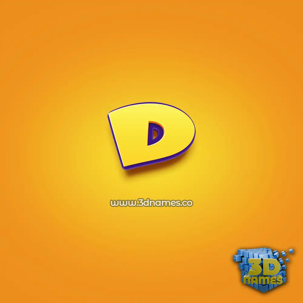 d in Orange Toon style - 3D name wallpaper