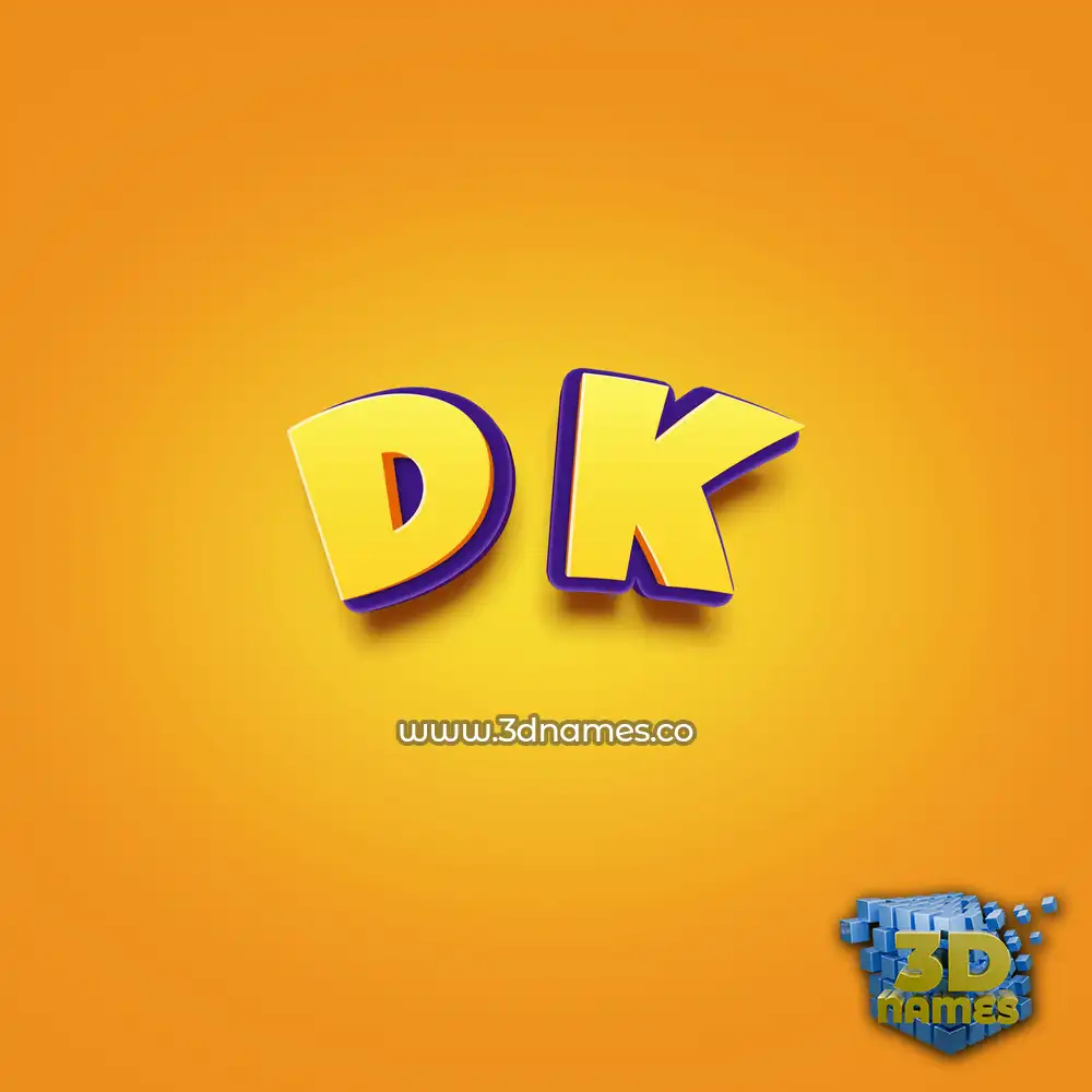 d k in Orange Toon style - 3D name wallpaper