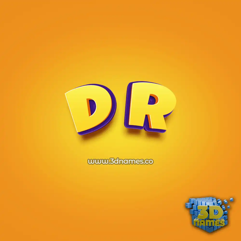 d r in Orange Toon style - 3D name wallpaper