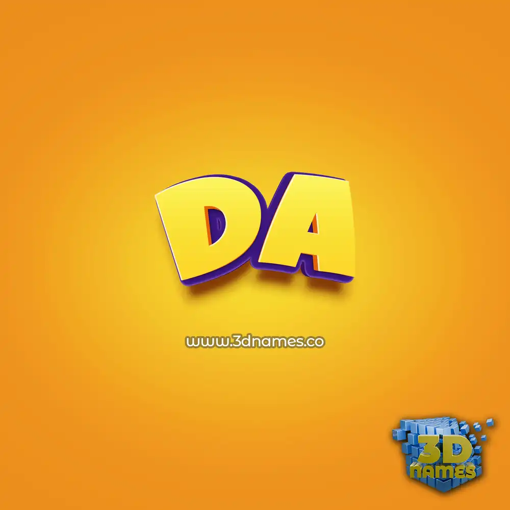 da in Orange Toon style - 3D name wallpaper