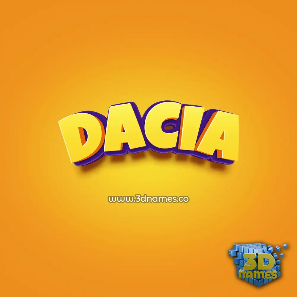 dacia in Orange Toon style - 3D name wallpaper