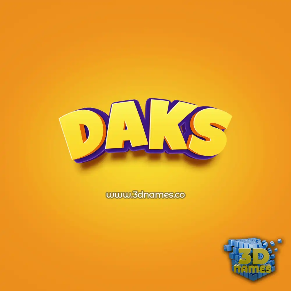 daks in Orange Toon style - 3D name wallpaper