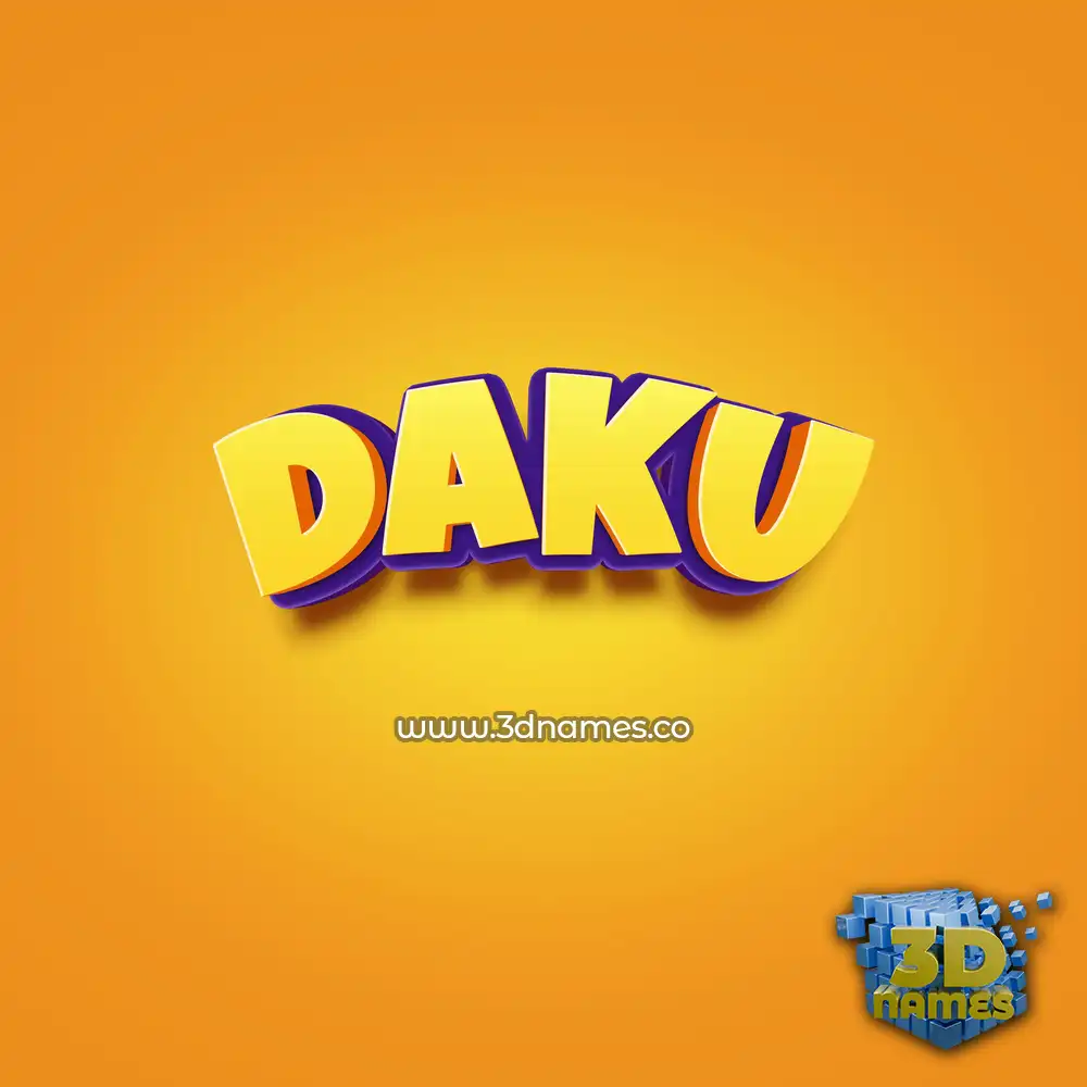 daku in Orange Toon style - 3D name wallpaper