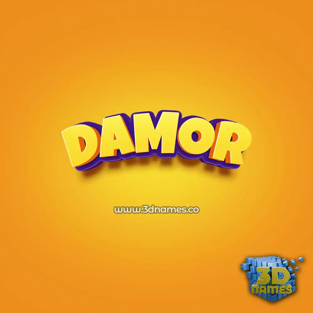 damor in Orange Toon style - 3D name wallpaper