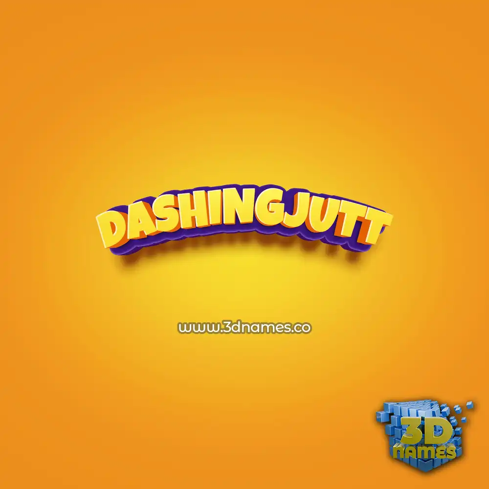 dashingjutt in Orange Toon style - 3D name wallpaper