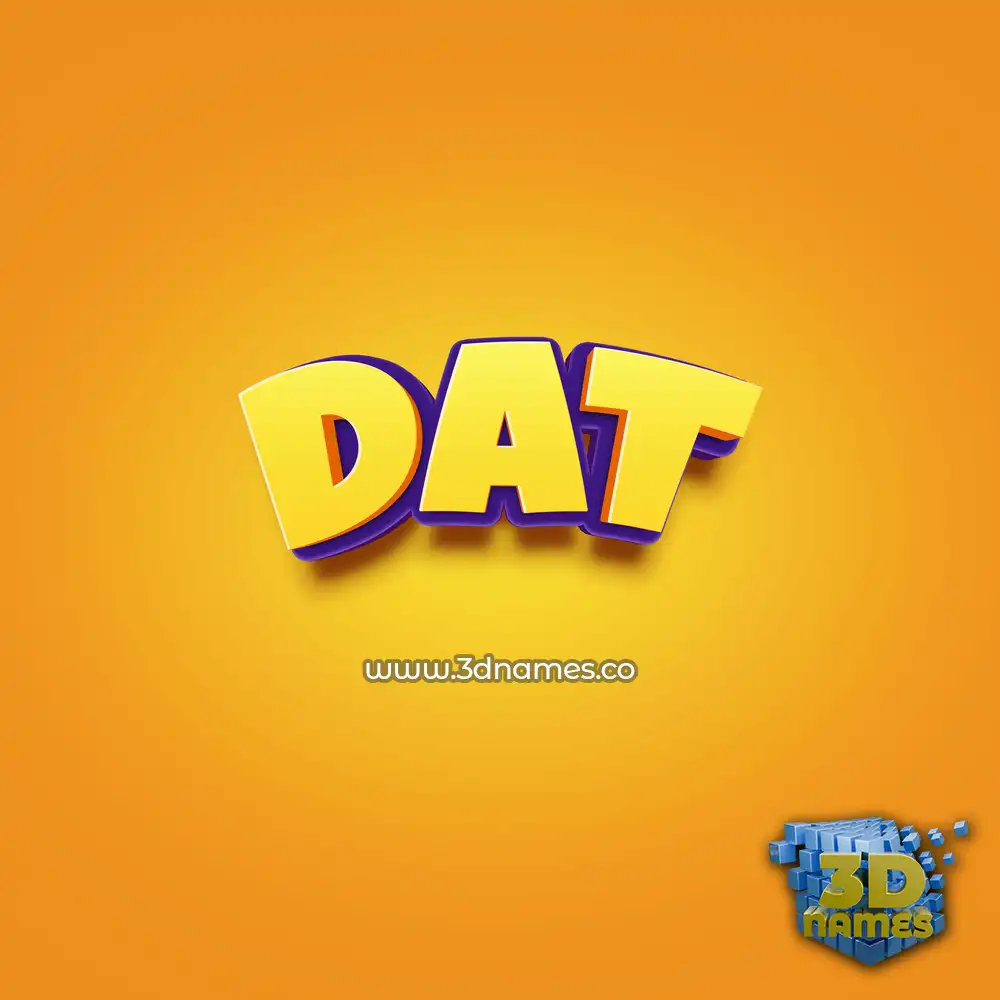 dat in Orange Toon style - 3D name wallpaper