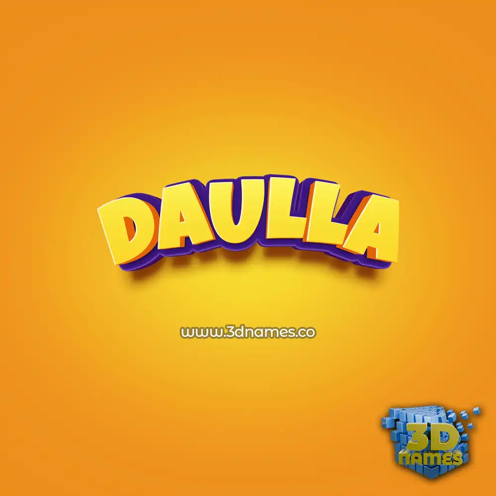 daulla in Orange Toon style - 3D name wallpaper