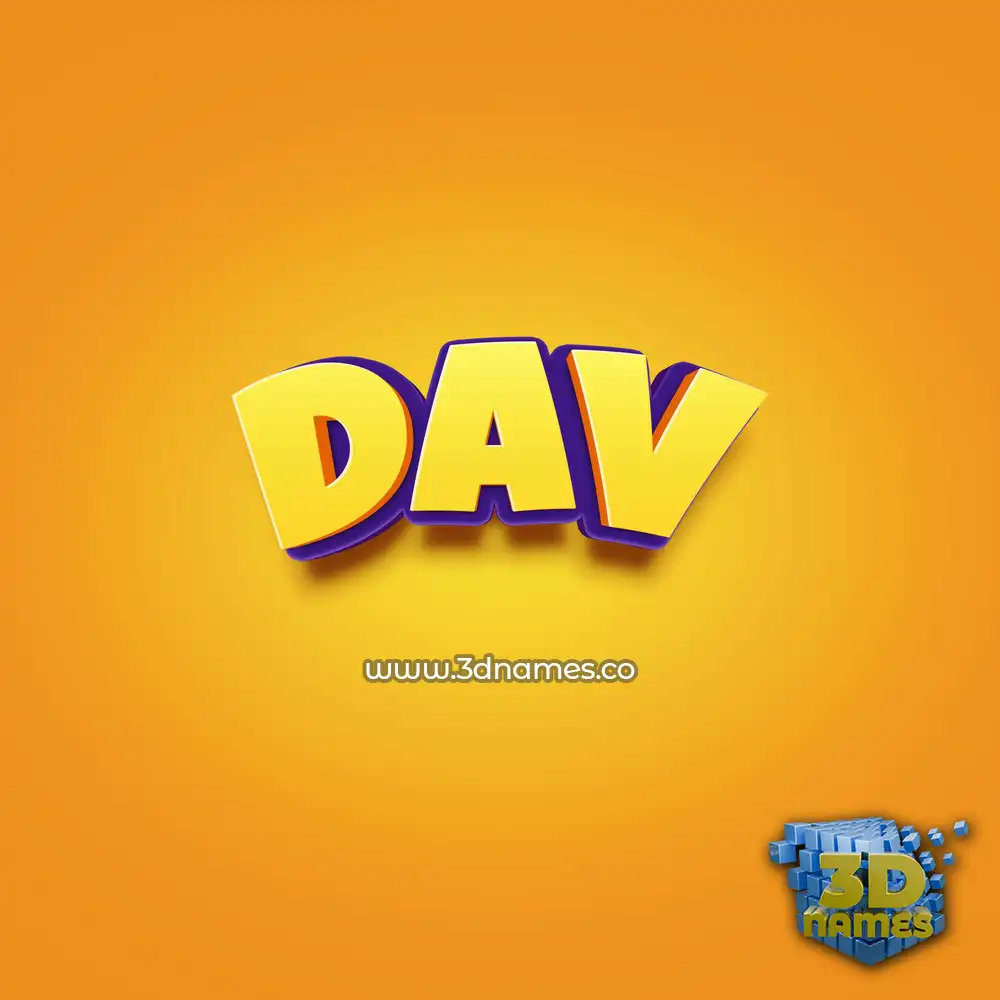 dav in Orange Toon style - 3D name wallpaper