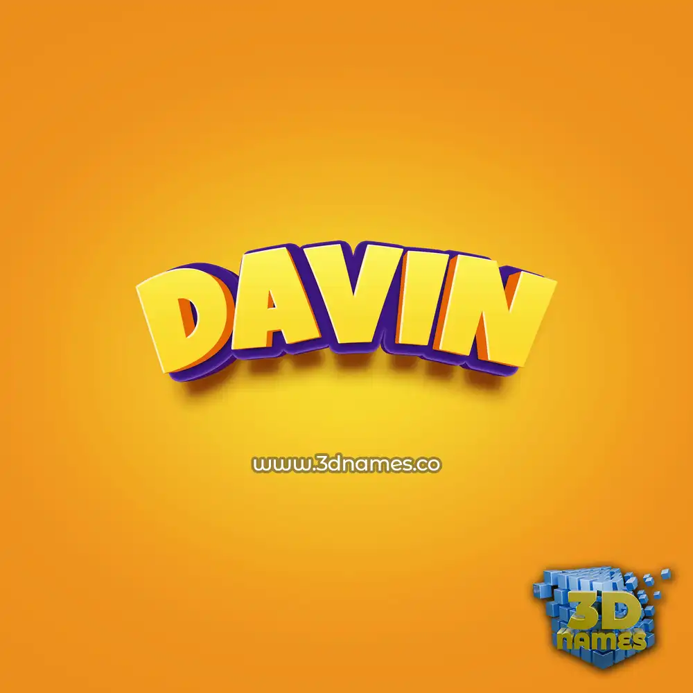 davin in Orange Toon style - 3D name wallpaper