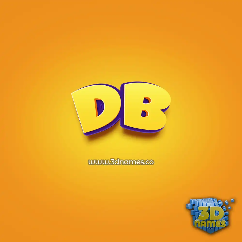db in Orange Toon style - 3D name wallpaper