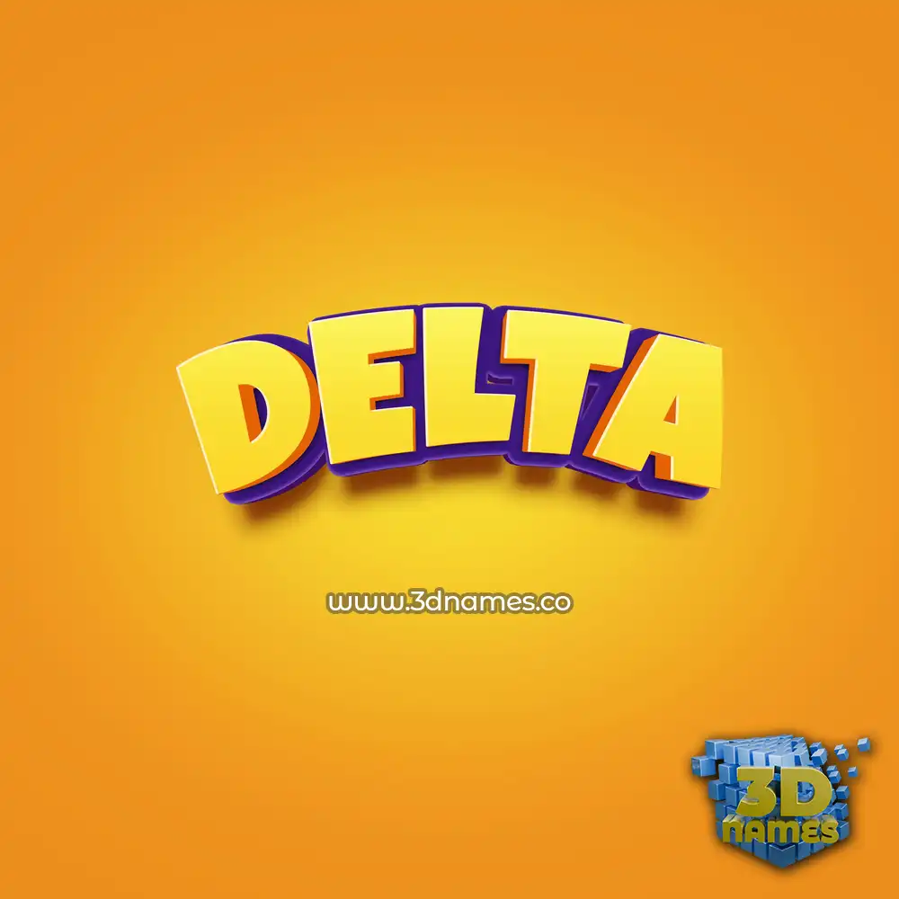 delta in Orange Toon style - 3D name wallpaper
