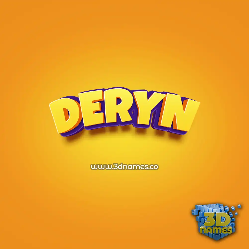 deryn in Orange Toon style - 3D name wallpaper