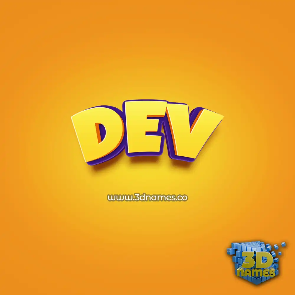 dev in Orange Toon style - 3D name wallpaper