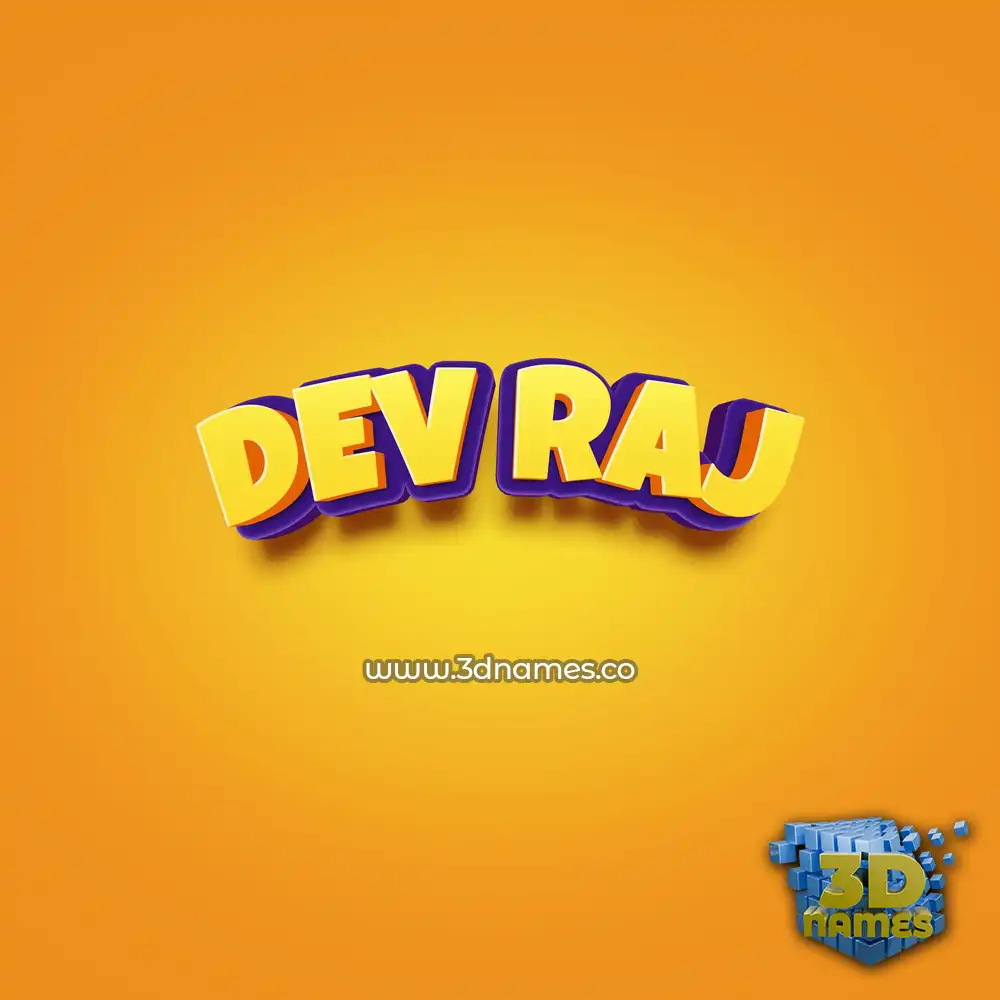 dev raj in Orange Toon style - 3D name wallpaper