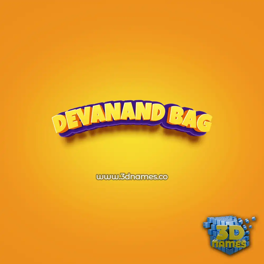 devanand bag in Orange Toon style - 3D name wallpaper