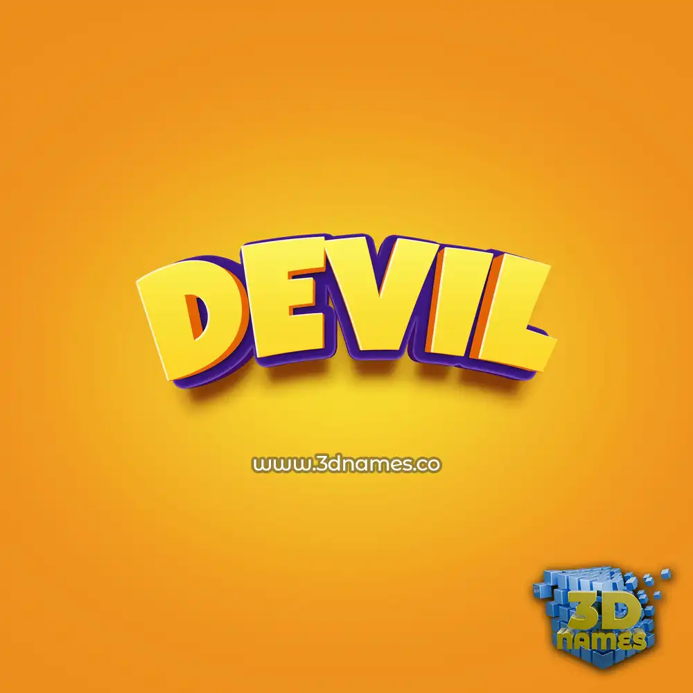 devil in Orange Toon style - 3D name wallpaper