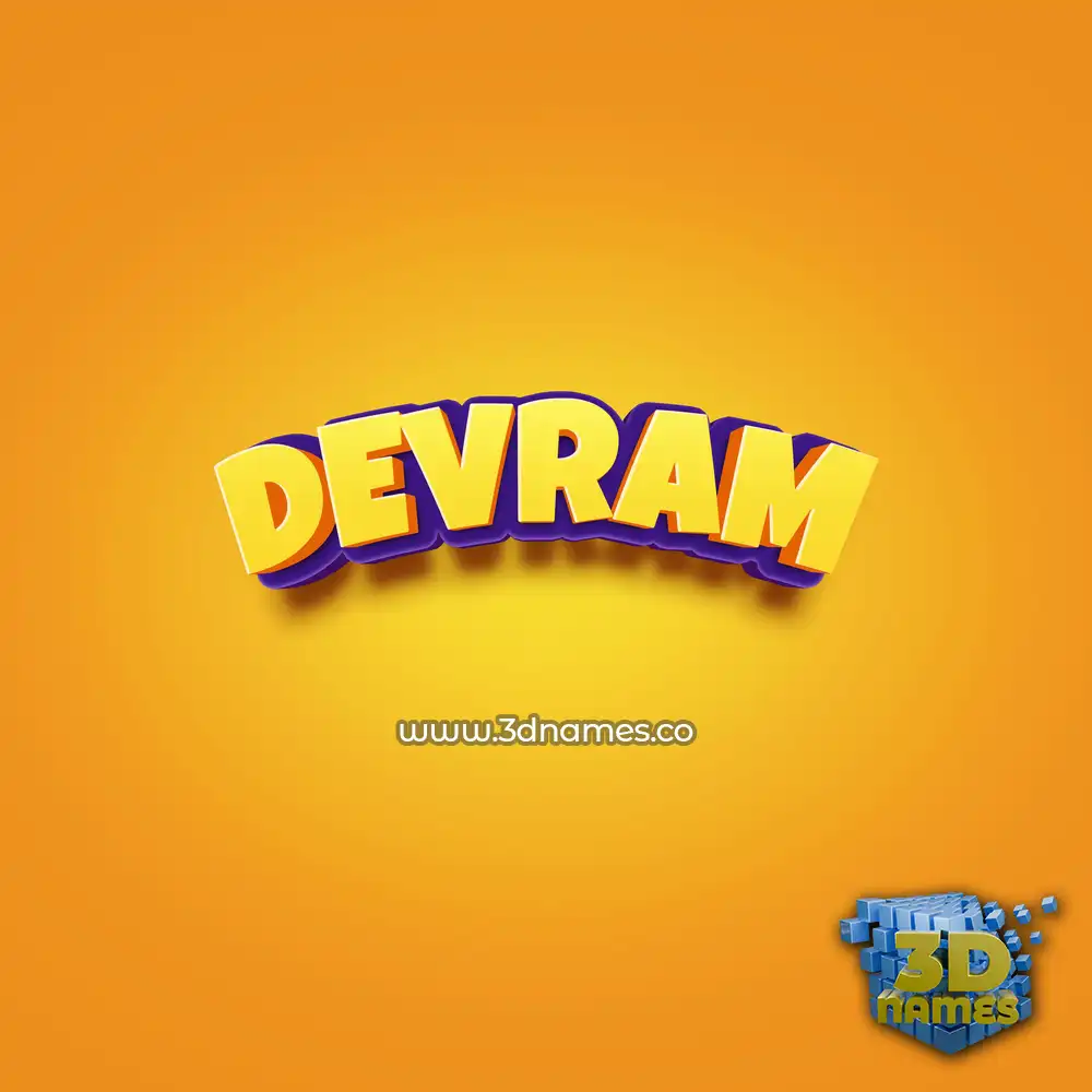 devram in Orange Toon style - 3D name wallpaper