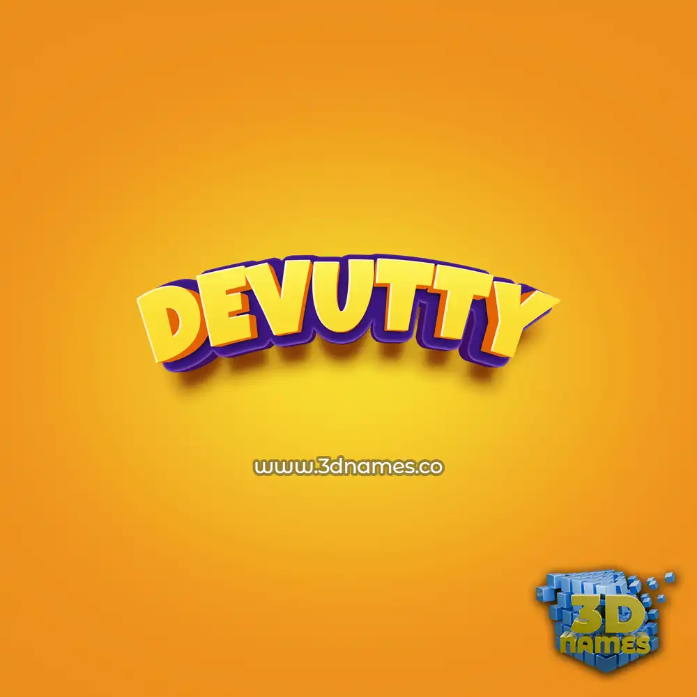 devutty in Orange Toon style - 3D name wallpaper