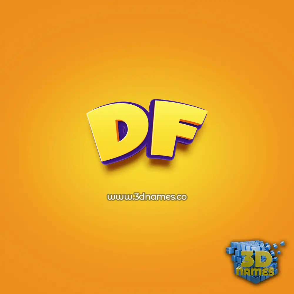 df in Orange Toon style - 3D name wallpaper
