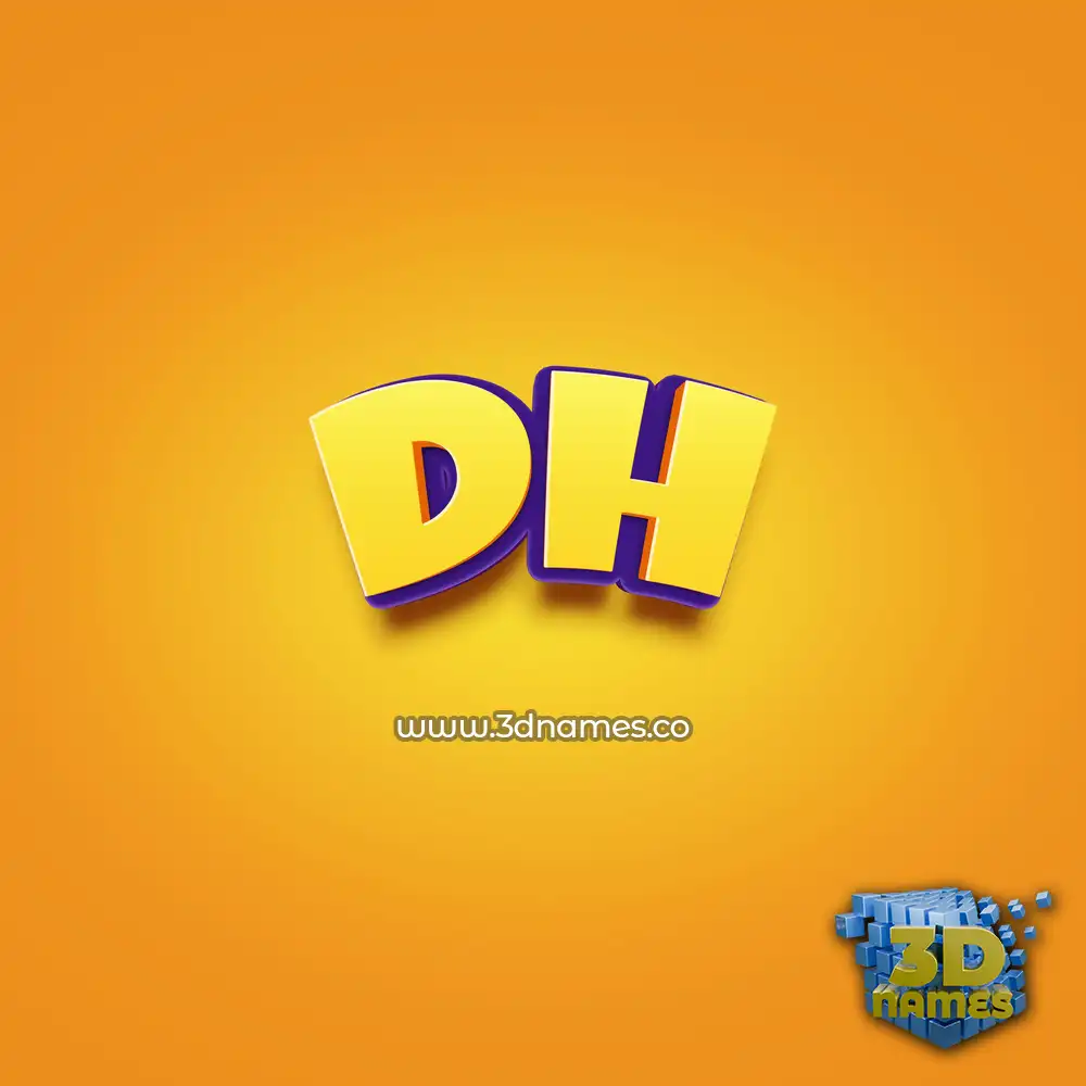 dh in Orange Toon style - 3D name wallpaper