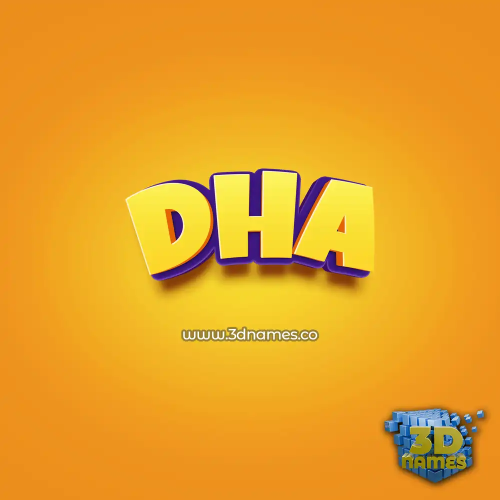 dha in Orange Toon style - 3D name wallpaper