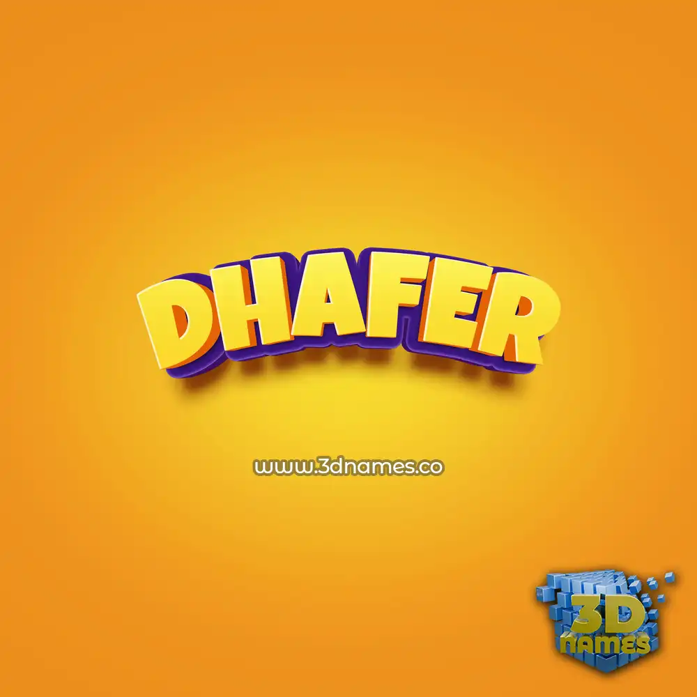 dhafer in Orange Toon style - 3D name wallpaper