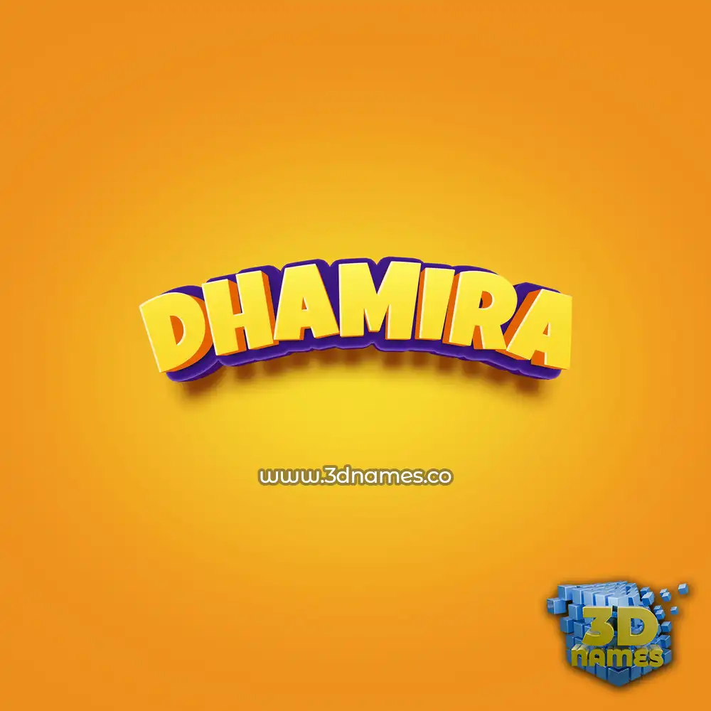 dhamira in Orange Toon style - 3D name wallpaper
