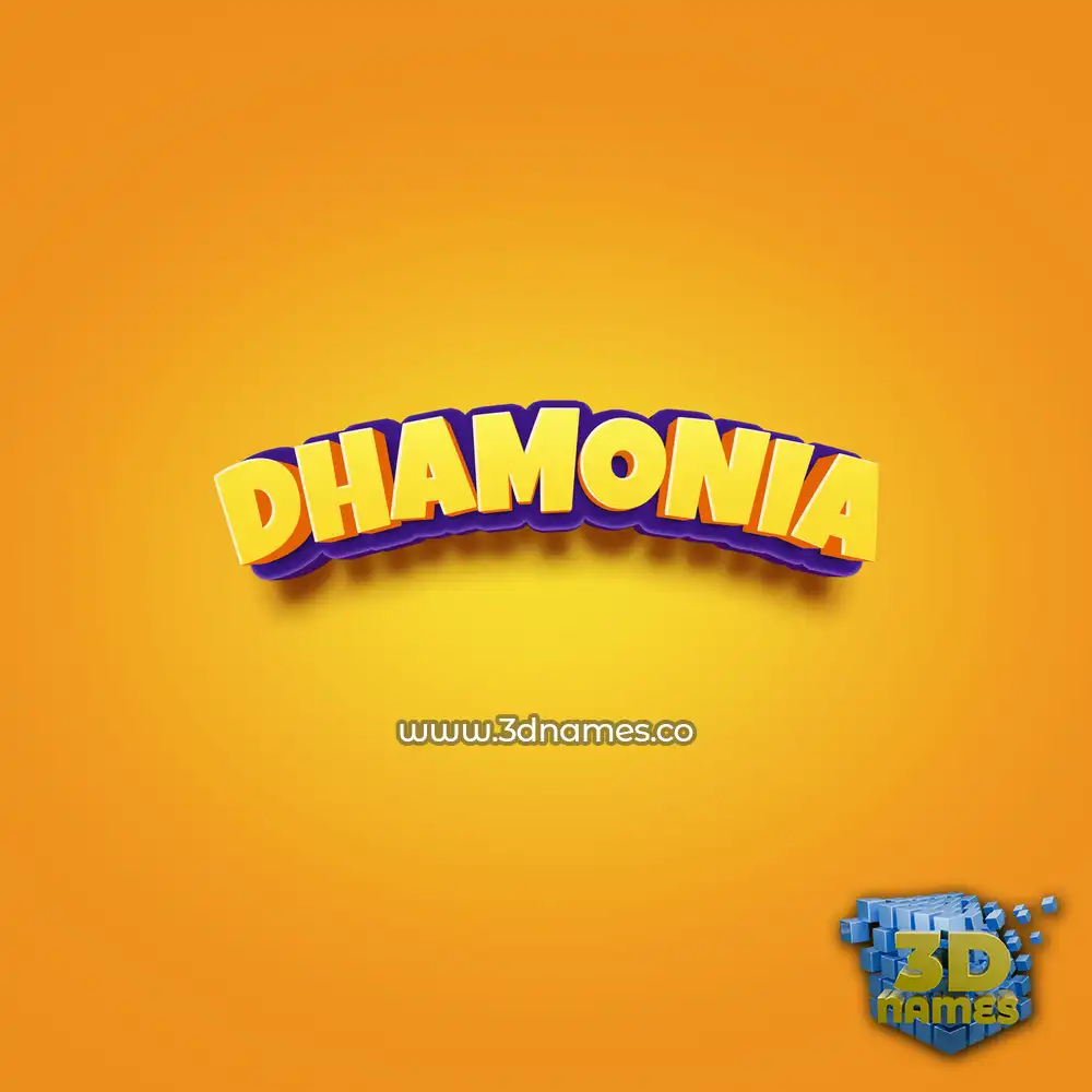 dhamonia in Orange Toon style - 3D name wallpaper