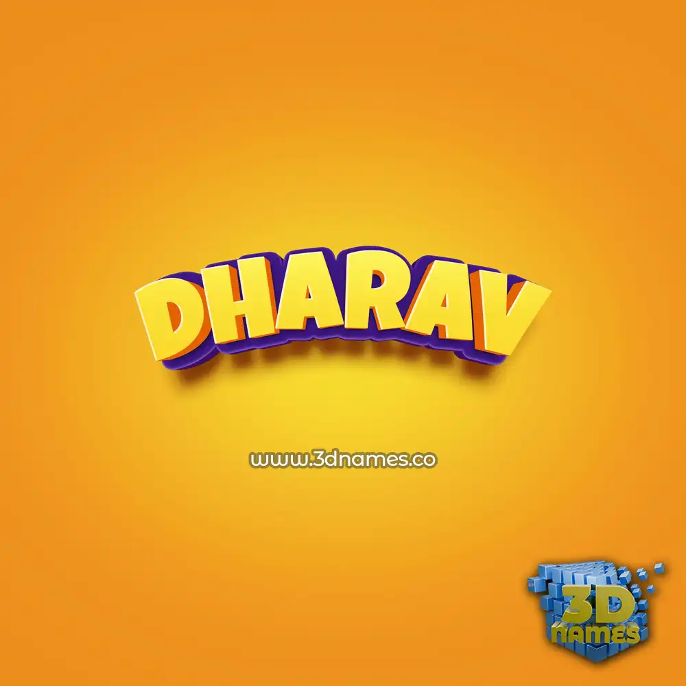 dharav in Orange Toon style - 3D name wallpaper
