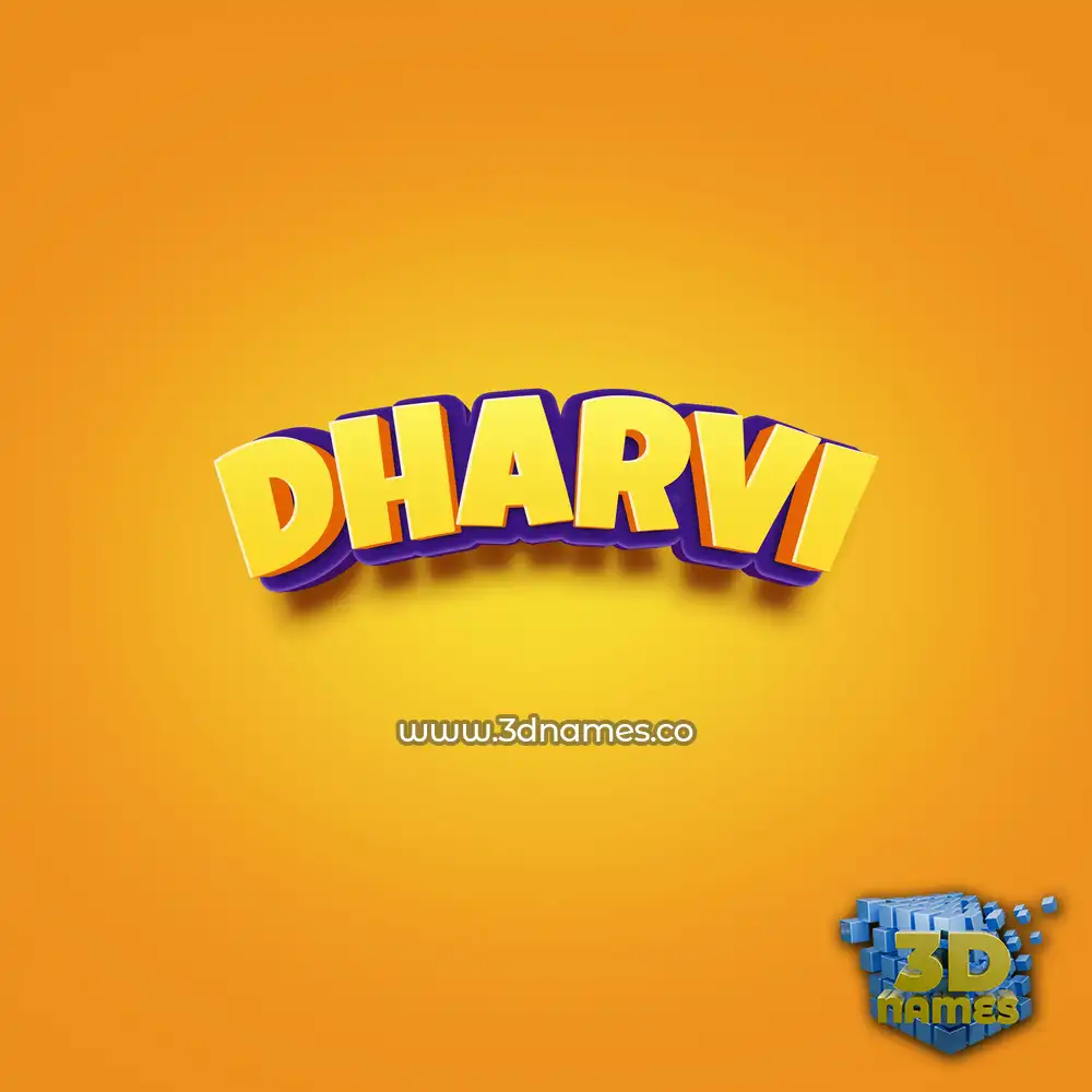 dharvi in Orange Toon style - 3D name wallpaper