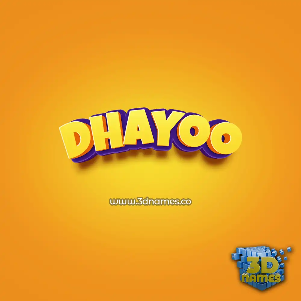 dhayoo in Orange Toon style - 3D name wallpaper