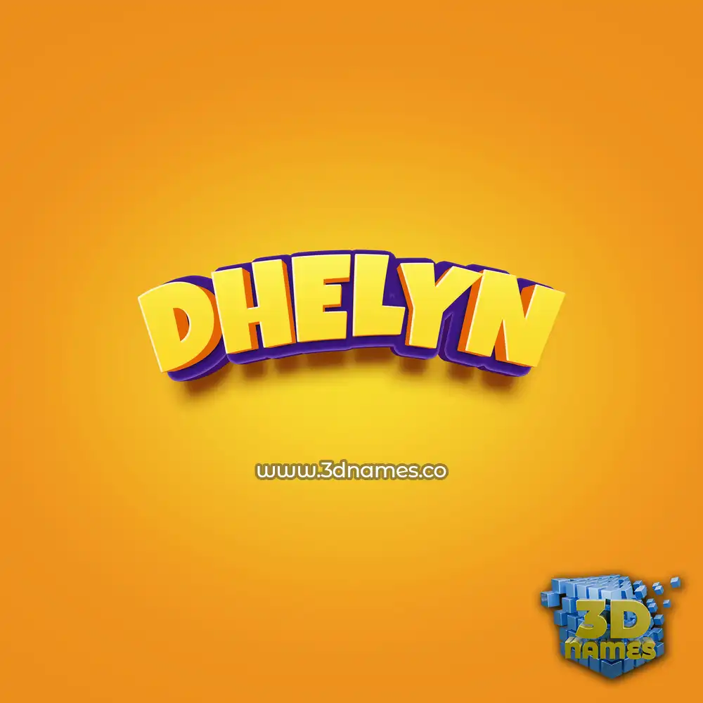 dhelyn in Orange Toon style - 3D name wallpaper