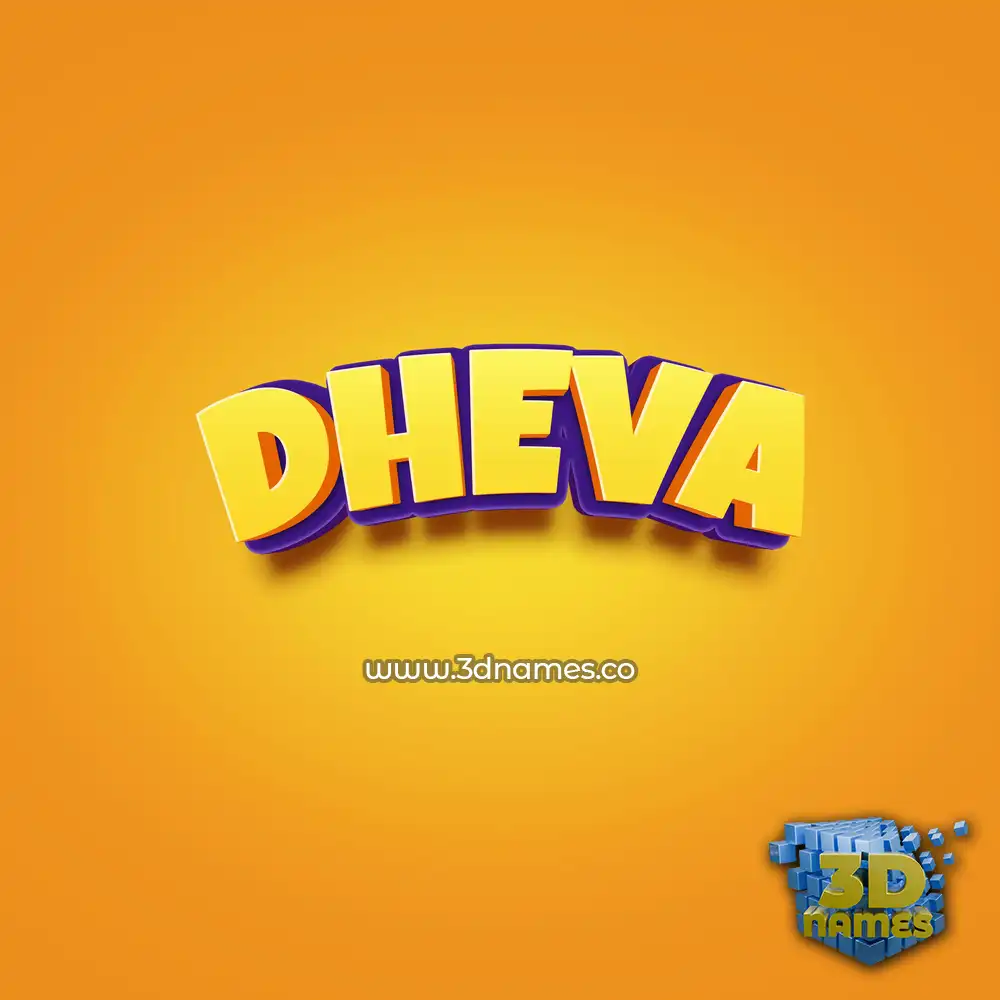 dheva in Orange Toon style - 3D name wallpaper