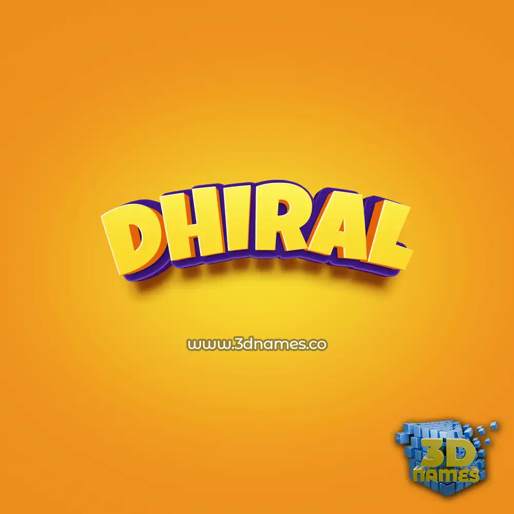 dhiral in Orange Toon style - 3D name wallpaper
