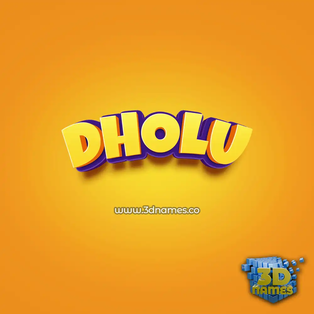 dholu in Orange Toon style - 3D name wallpaper