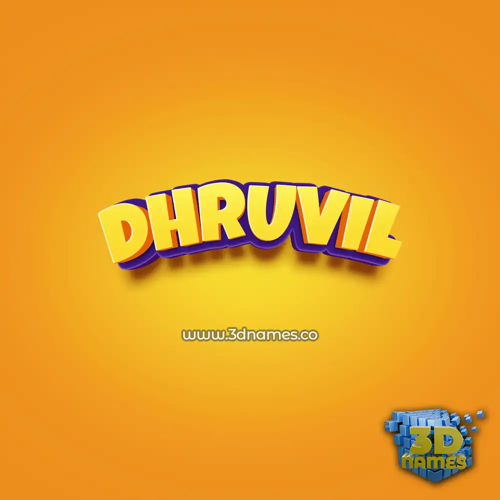 dhruvil in Orange Toon style - 3D name wallpaper