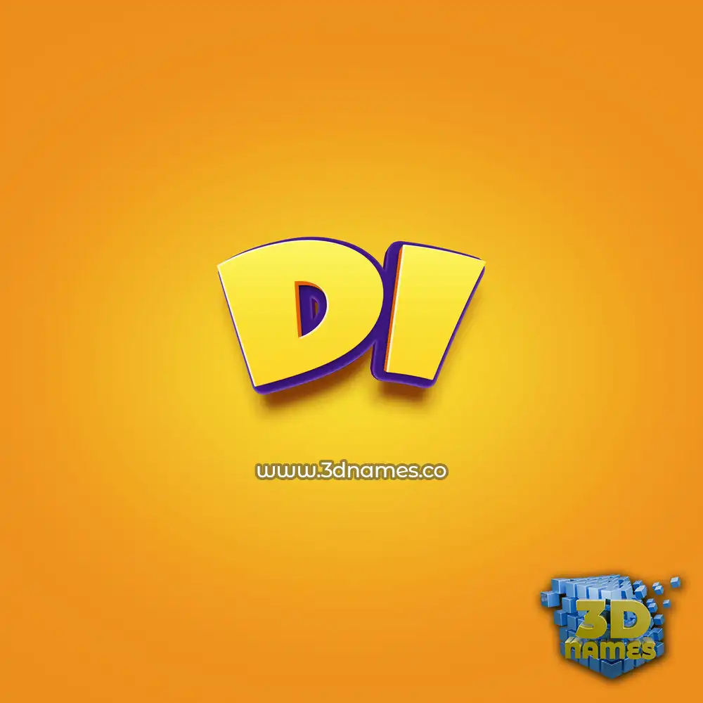 di in Orange Toon style - 3D name wallpaper
