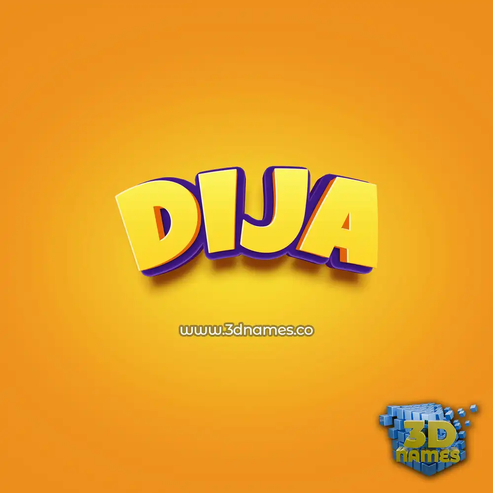 dija in Orange Toon style - 3D name wallpaper