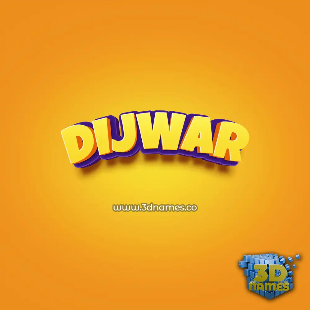 dijwar in Orange Toon style - 3D name wallpaper